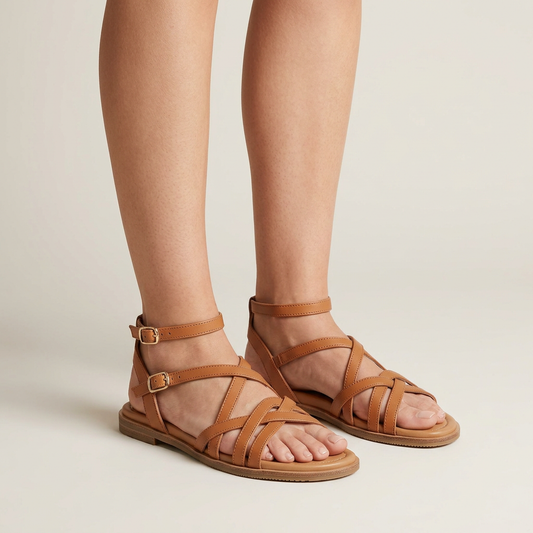 Women's Strappy Flat Sandals - Tan