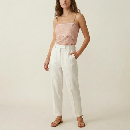Women's Broderie Anglaise Cami Top - White