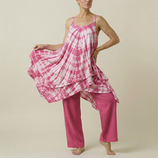 Women's Tie-Dye Beach Cover Dress - Pink