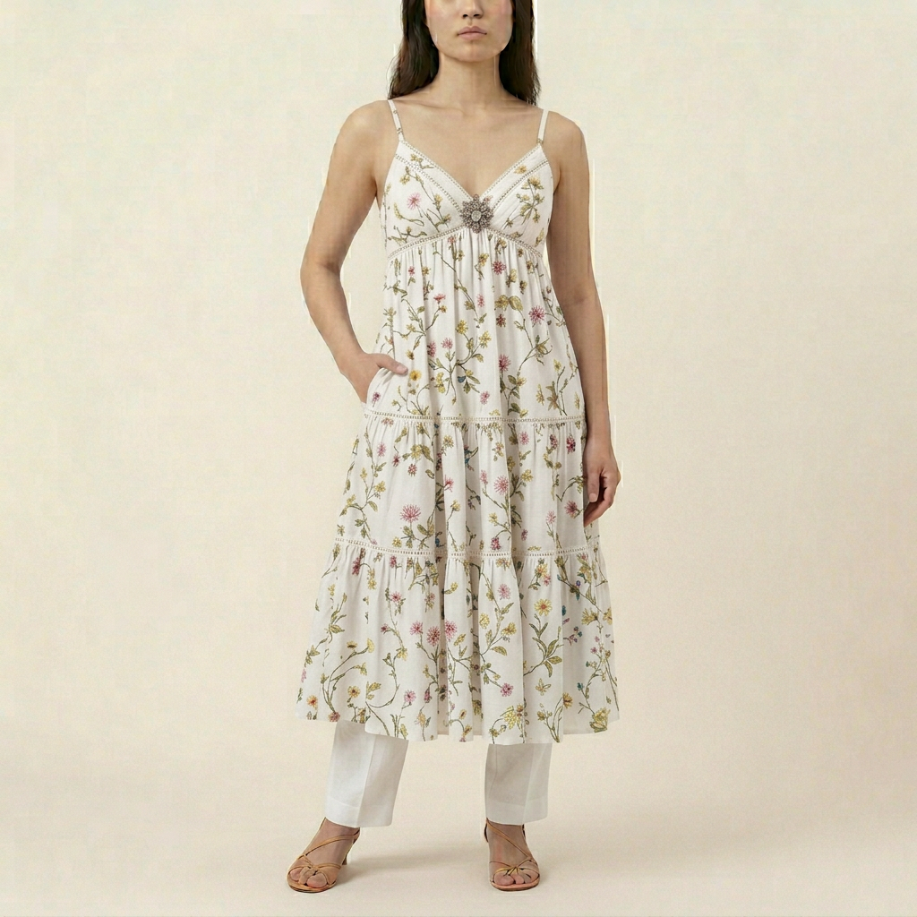 Women's Floral Maxi Sundress - White