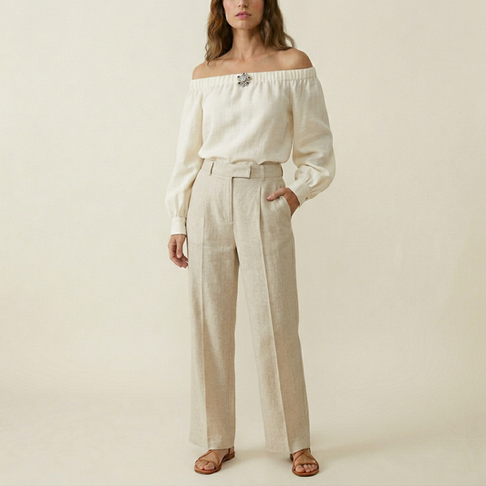 Women's Off-Shoulder Blouse - Cream