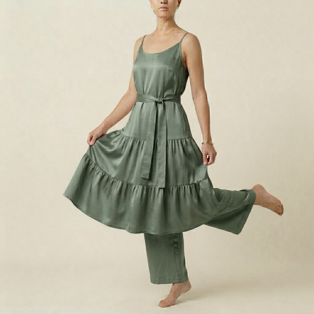 Women's Ruffle Hem Slip Dress - Sage