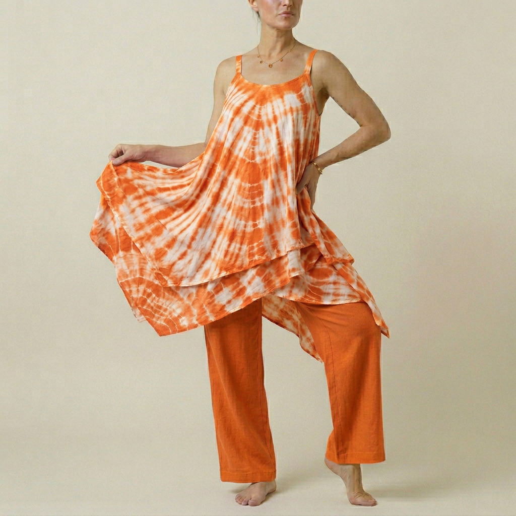 Women's Tie-Dye Beach Cover Dress - Orange