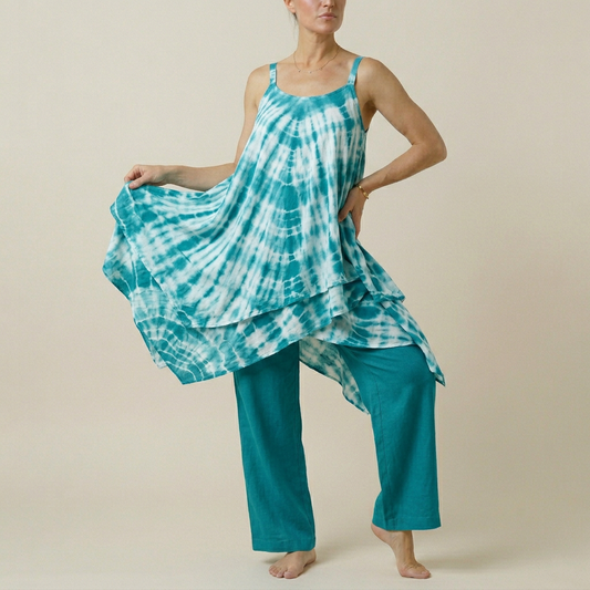 Women's Tie-Dye Beach Cover Dress - Teal